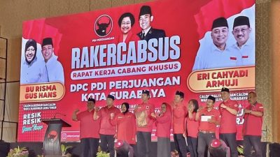 Rakercabsus DPC PDIP Kota Surabaya, Siap Menangkan Bu Risma-Gus Hans dan Eri Cahyadi-Armuji